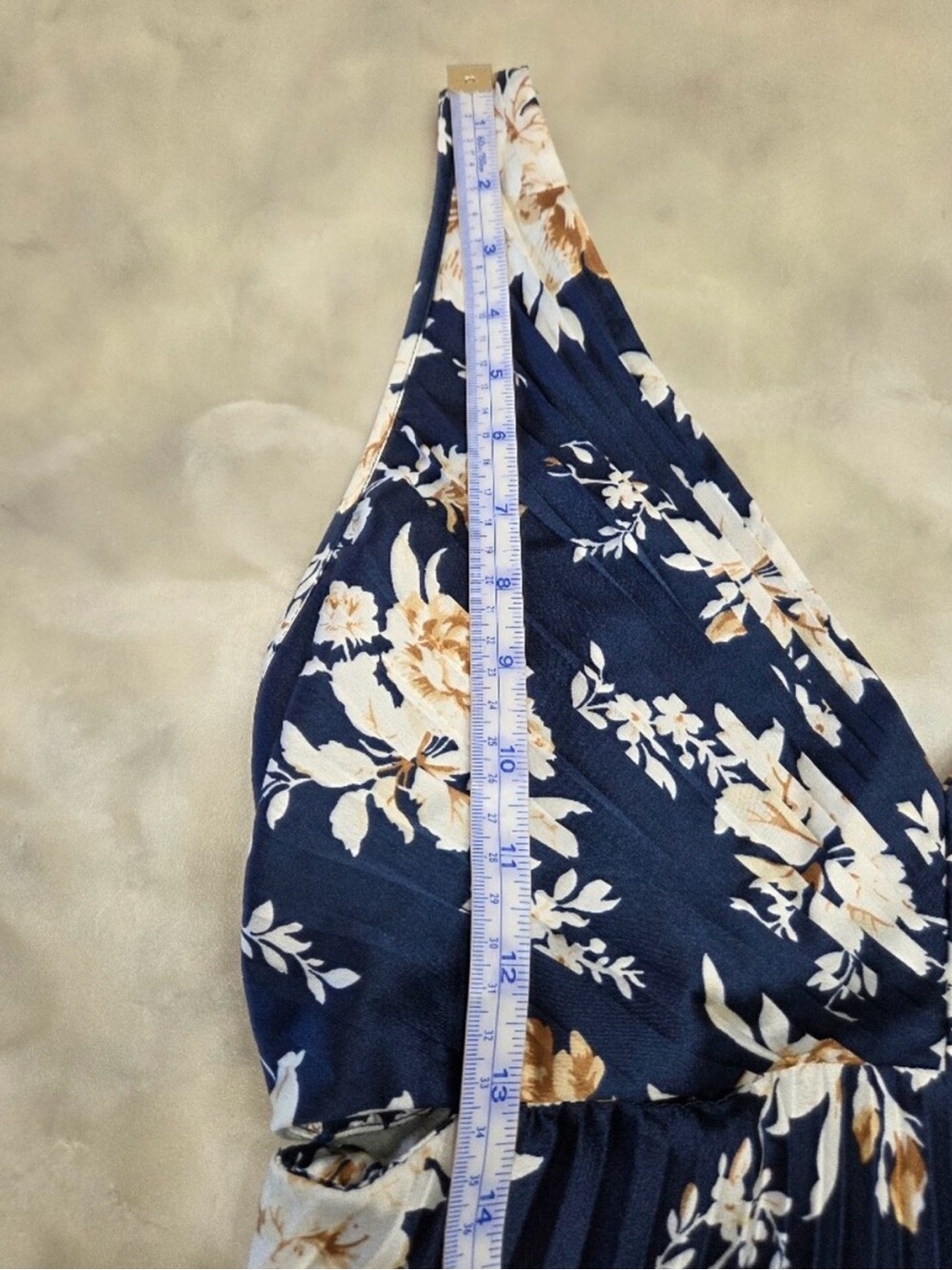 Abercrombie and Fitch Navy Blue Floral Midi Dress- Size Small Tall - Picture 5 of 6
